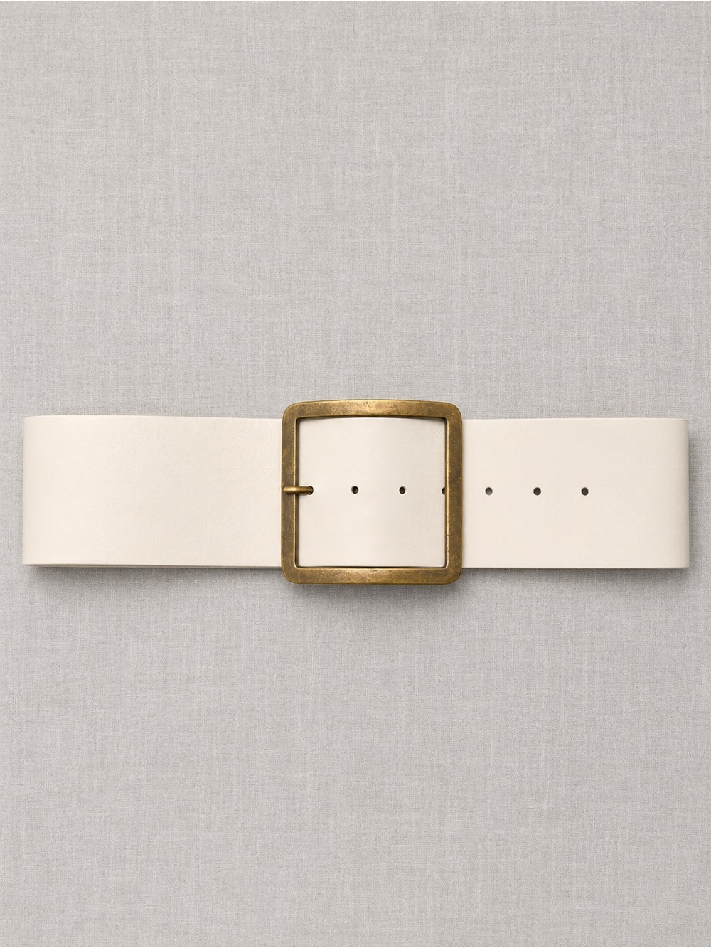 VENUS White Leather Belt with Brass-Tone Buckle Size 31”-37”